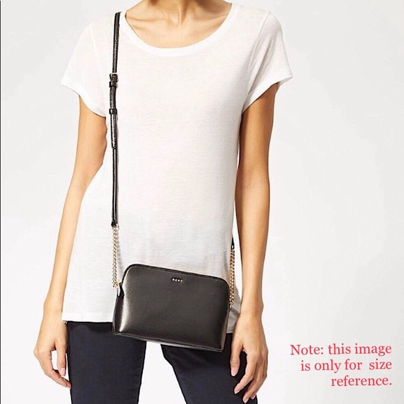 🦋Rare Color DKNY Lilac Genuine Leather Dome Crossbody Bag Silver Tone Chain - Picture 5 of 15